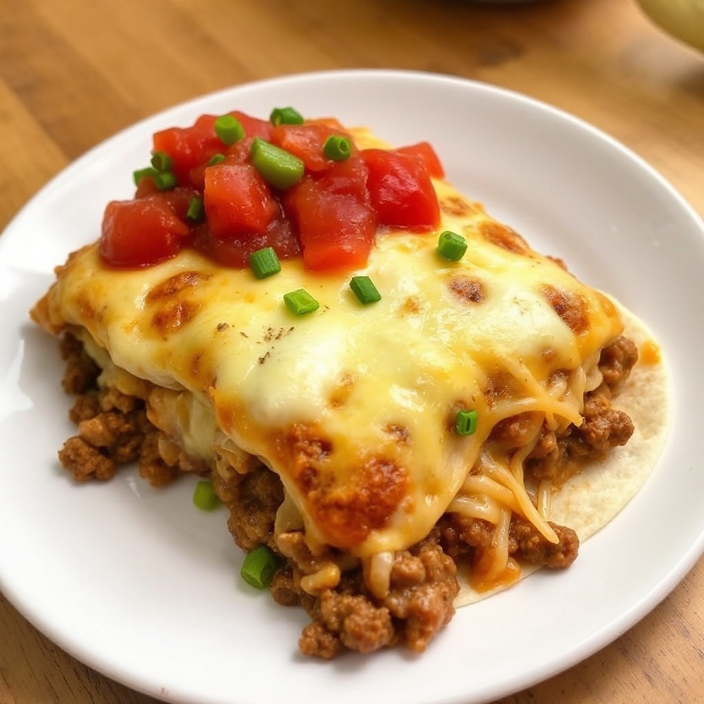 Cheesy Beef Enchilada Bake
