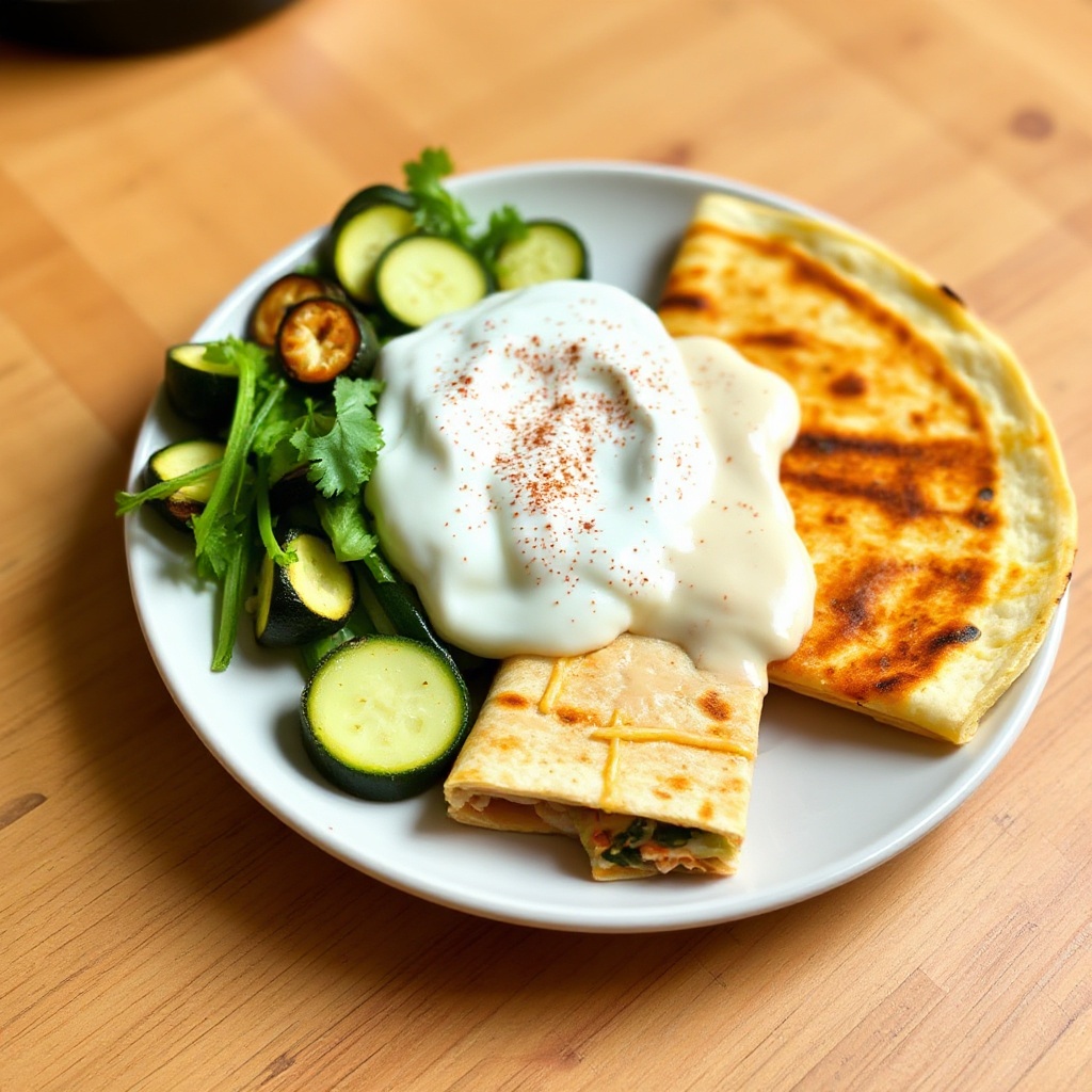 Quesadilla di Pollo Grigliato e Verdure con Salsa Cremosa al Jalapeño