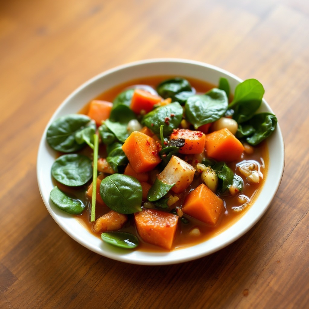 Langsame Kochmaschine Herzhaftes Spinat-Tomaten-Suppe