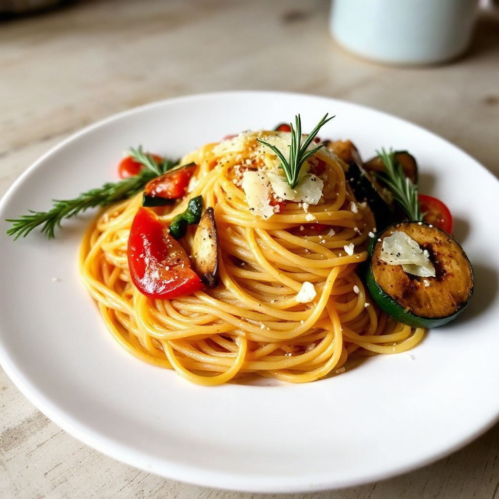 Würzige Spaghetti mit Tomaten, Chili und Gemüse