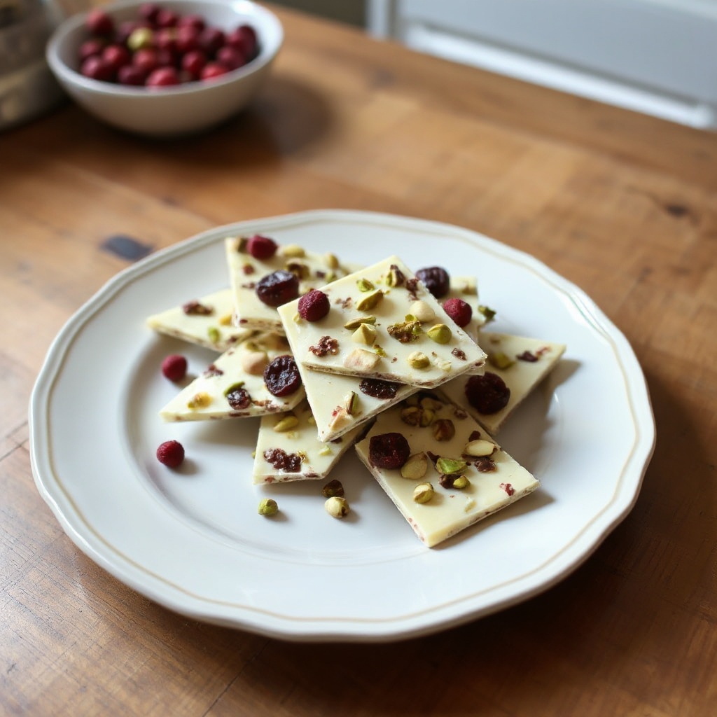 Bark di Cioccolato con Cranberries e Pistacchi