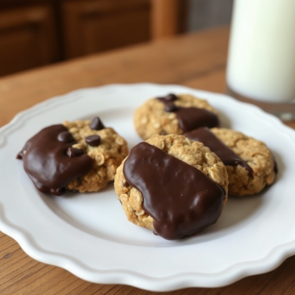 Chocolate-Dipped Oat Florentine Cookies