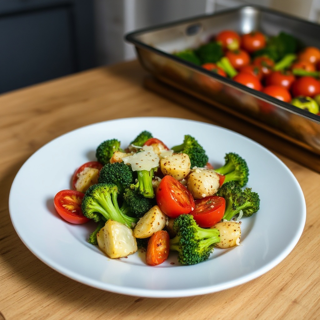 Ofen-geröstete Brokkoli- und Tomaten-Mischung