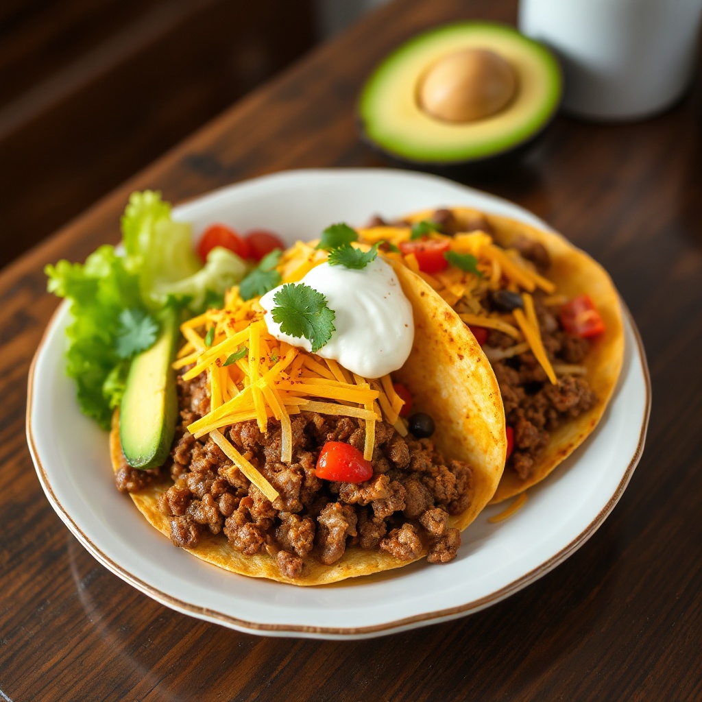 Beladene Rindfleisch-Tostadas mit Avocado-Creme