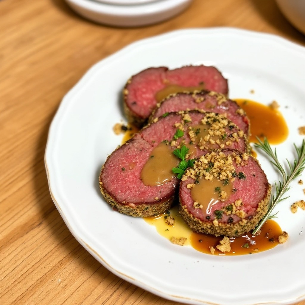 Filetto di Manzo con Crosta di Erbe e Glassa di Rafano