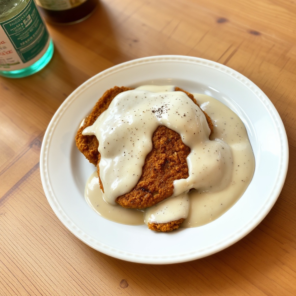 Südstaaten-Stil Hähnchen-frittiertes Steak mit cremiger Soße