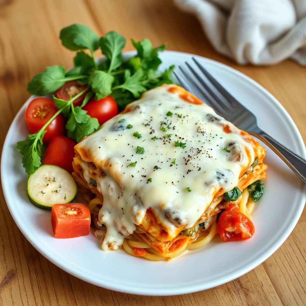 Herzhafte Gemüse-Lasagne mit cremiger Sauce