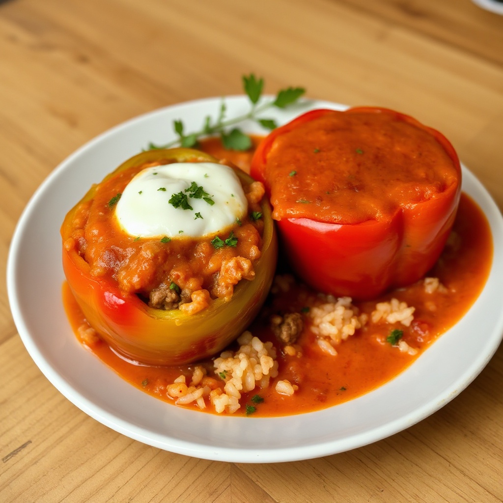 Savory Stuffed Bell Peppers with Creamy Tomato Sauce