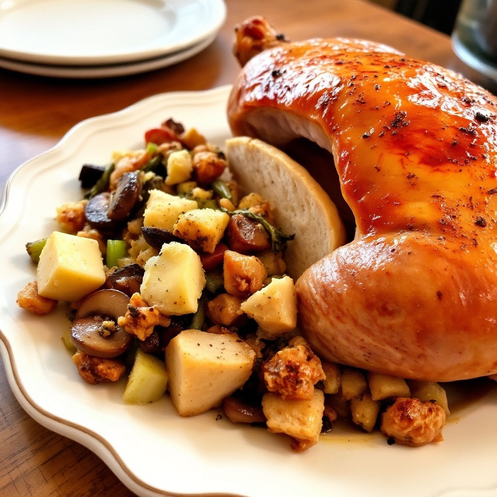 Kräuter-infused Bratputen mit herzhaftem Füllung