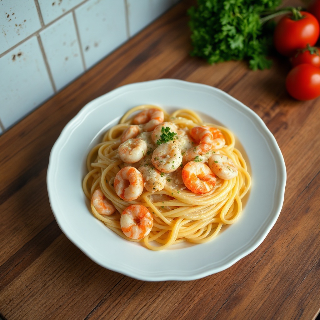 Cremige Meeresfrüchte-Fettuccine-Delikatesse