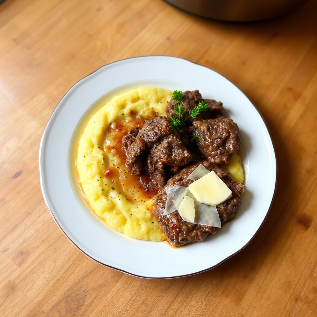 Manzo Cotto a Fuoco Lento con Polenta Cremosa