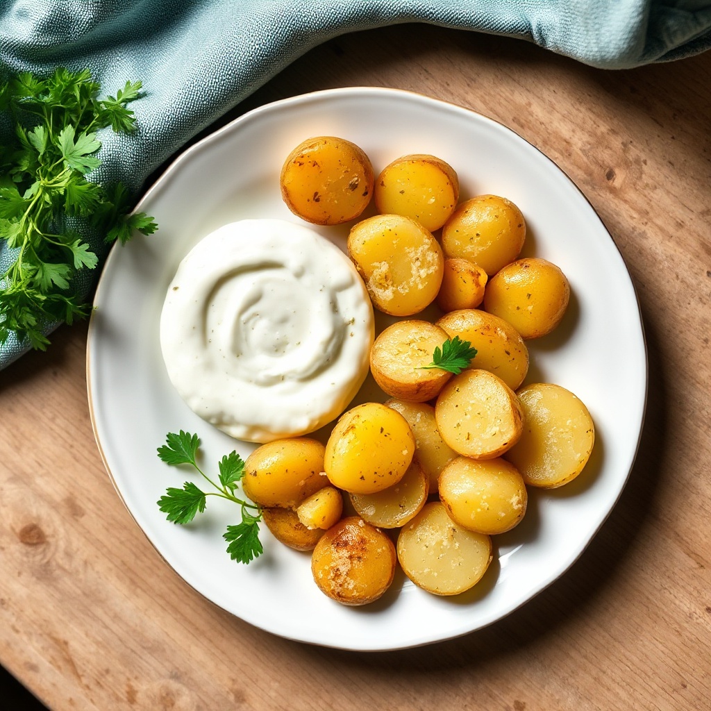 Golden Baby Potatoes with Creamy Cheese Dip