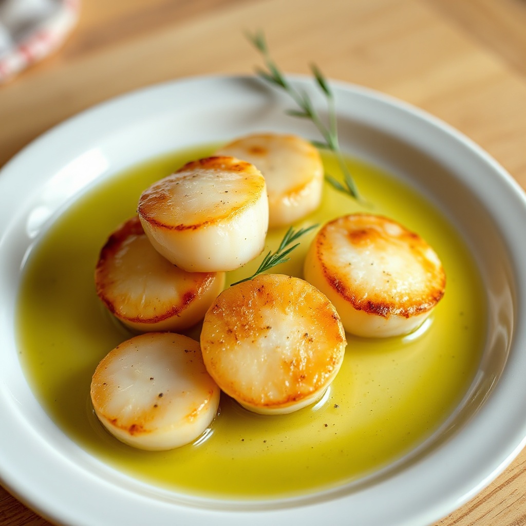 Goldene Pfannen-Seeteufel mit Knoblauchbutter