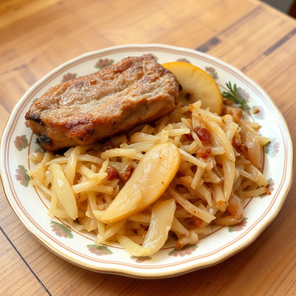 Herzhafte Schweinerippchen mit Sauerkraut und Apfel