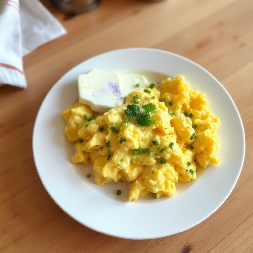 Cremige Mikrowellen-Rühreier mit Kräutern