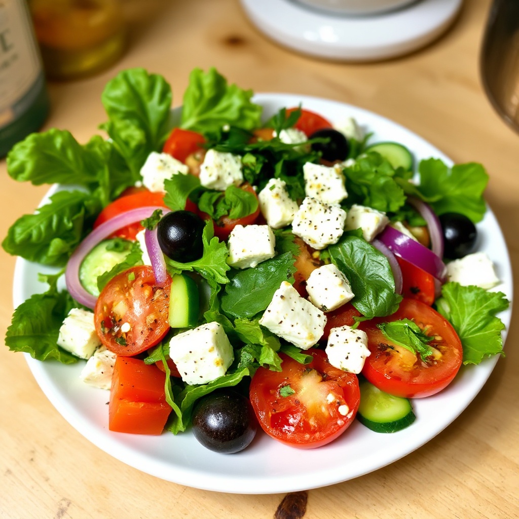 Mediterraner Frischer Gartensalat mit Würzigem Kräuterdressing