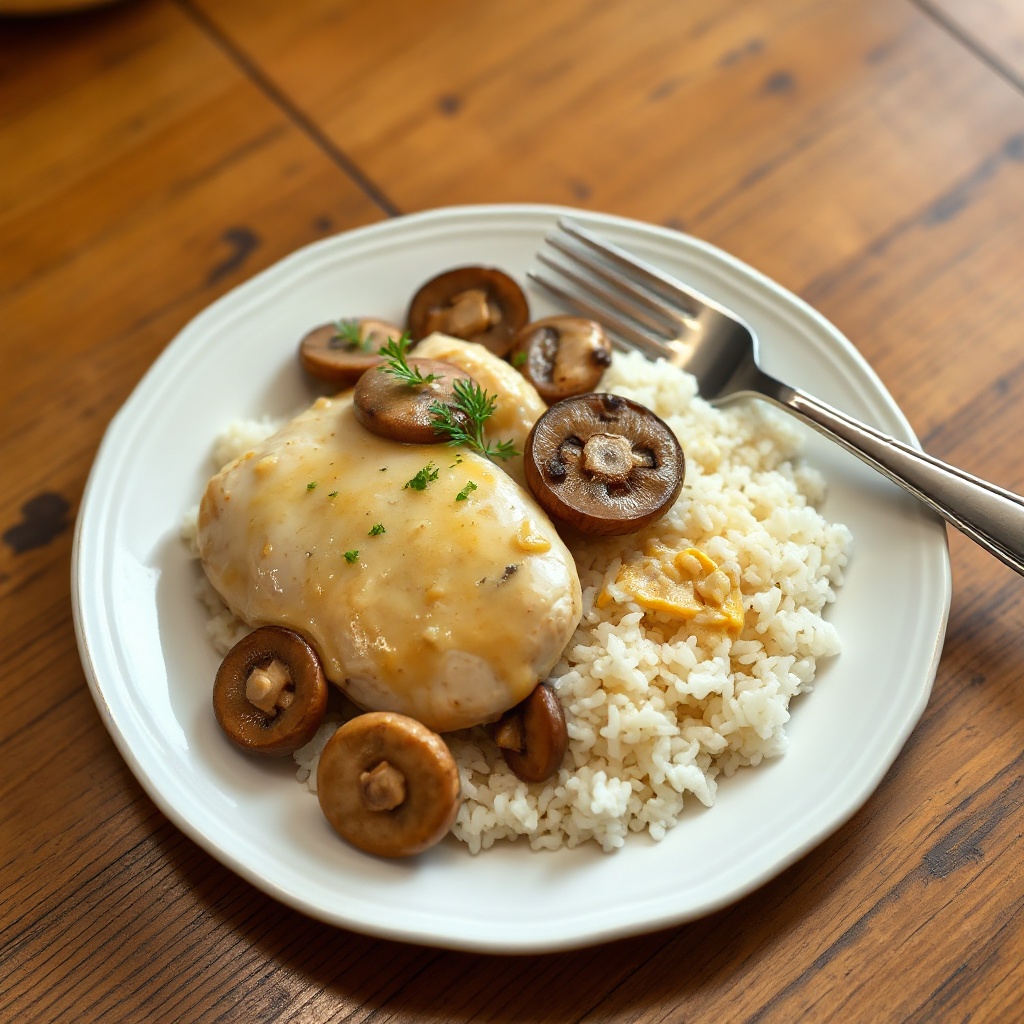 Cremiges Dijon-Hühnchen mit Champignons