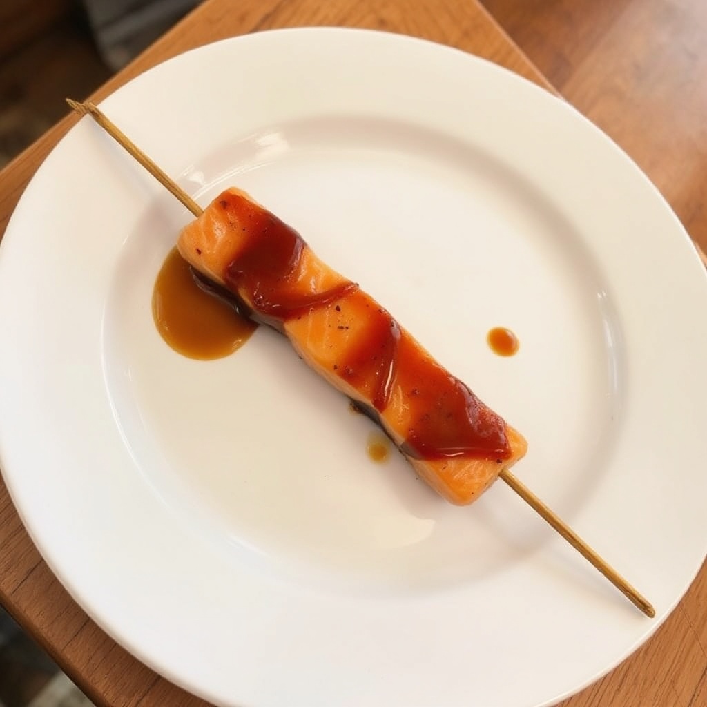 Honig-Soja-glasiertes Lachs-Spieße