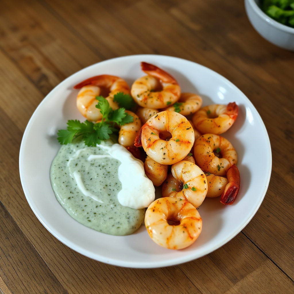 Würzige Chipotle-Garnelen mit cremiger Koriandersauce
