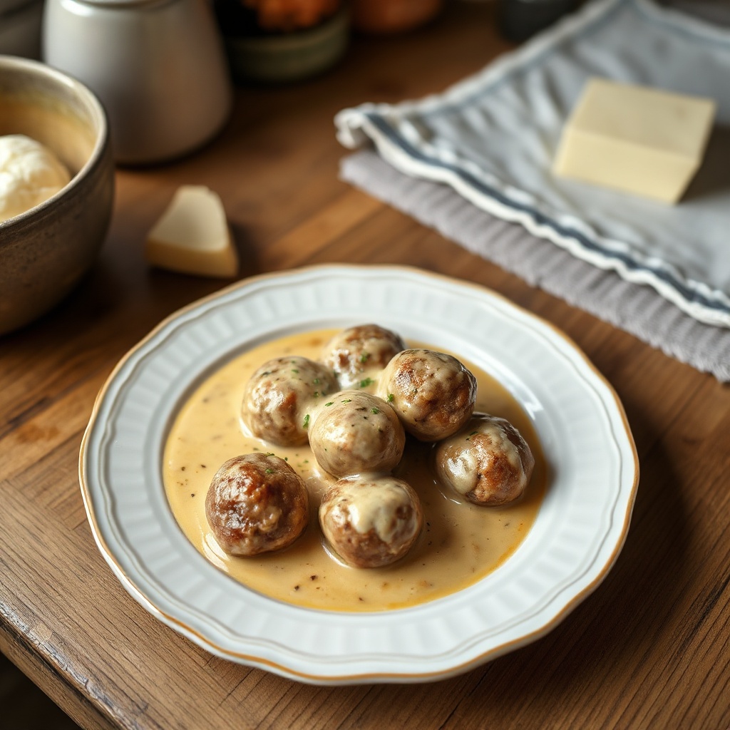 Herzhafte Sahnesauce für Fleischbällchen