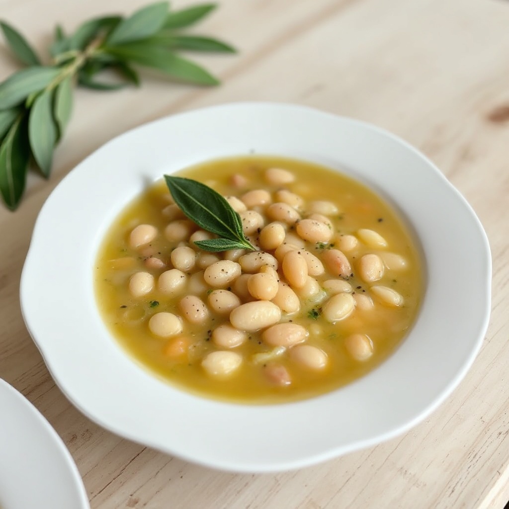 Cremige Cannellini-Bohnen- und Kräutersuppe
