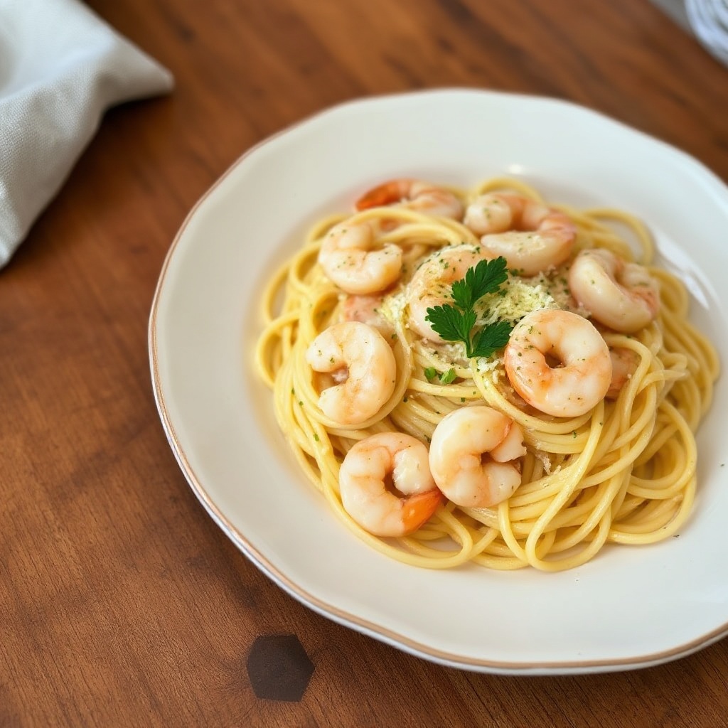 Pasta Cremosa con Gamberetti all'Aglio