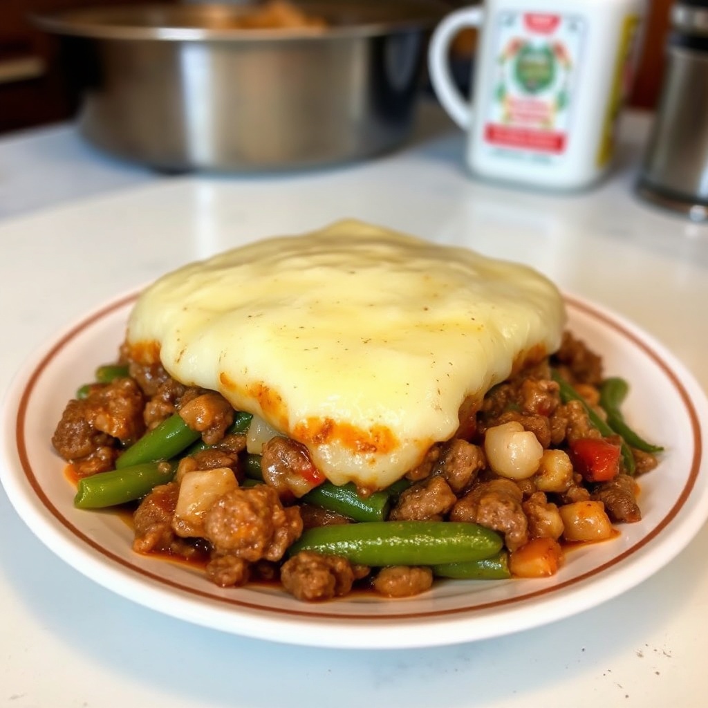 Casseruola di Manzo e Fagiolini con Copertura di Patate Cremose