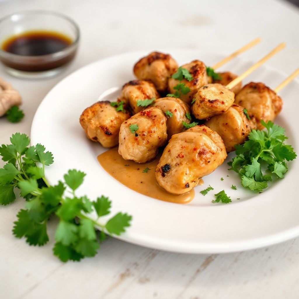Spiedini di Pollo Grigliati con Salsa Piccante di Arachidi
