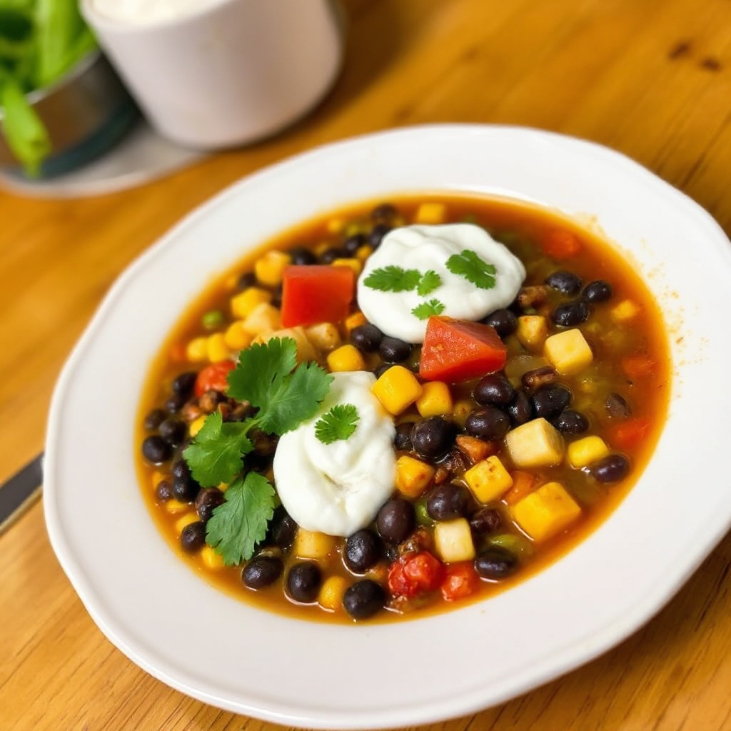 Zuppa di Tortilla con Fagioli Neri e Mais