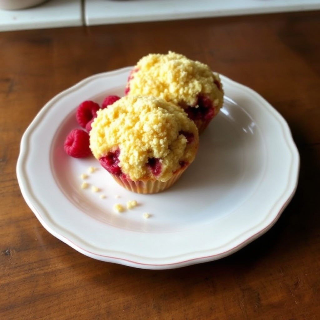 Himbeer-Zitronen-Delight-Muffins mit Streuseln