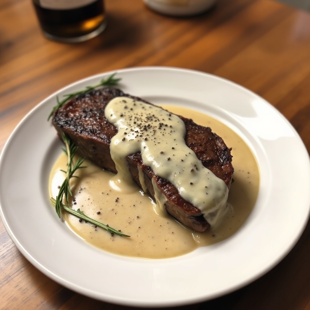 In der Pfanne gebratenes Filet Mignon mit Bourbon-Sahnesauce