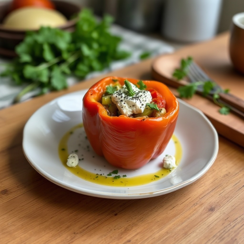 Mediterrane Gefüllte Paprika mit Feta und Kräutern