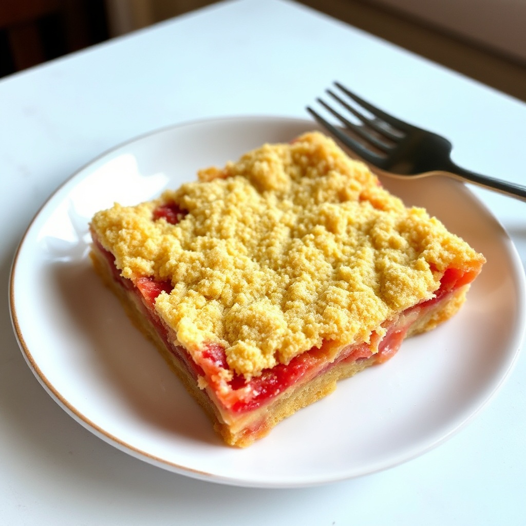 Golden Crusted Rhubarb Delight Bars