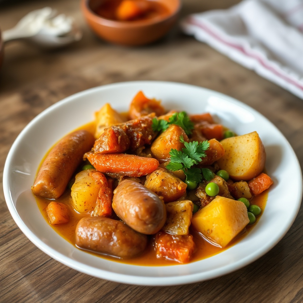 Gewürzter Kokosnuss-Wurst-Eintopf