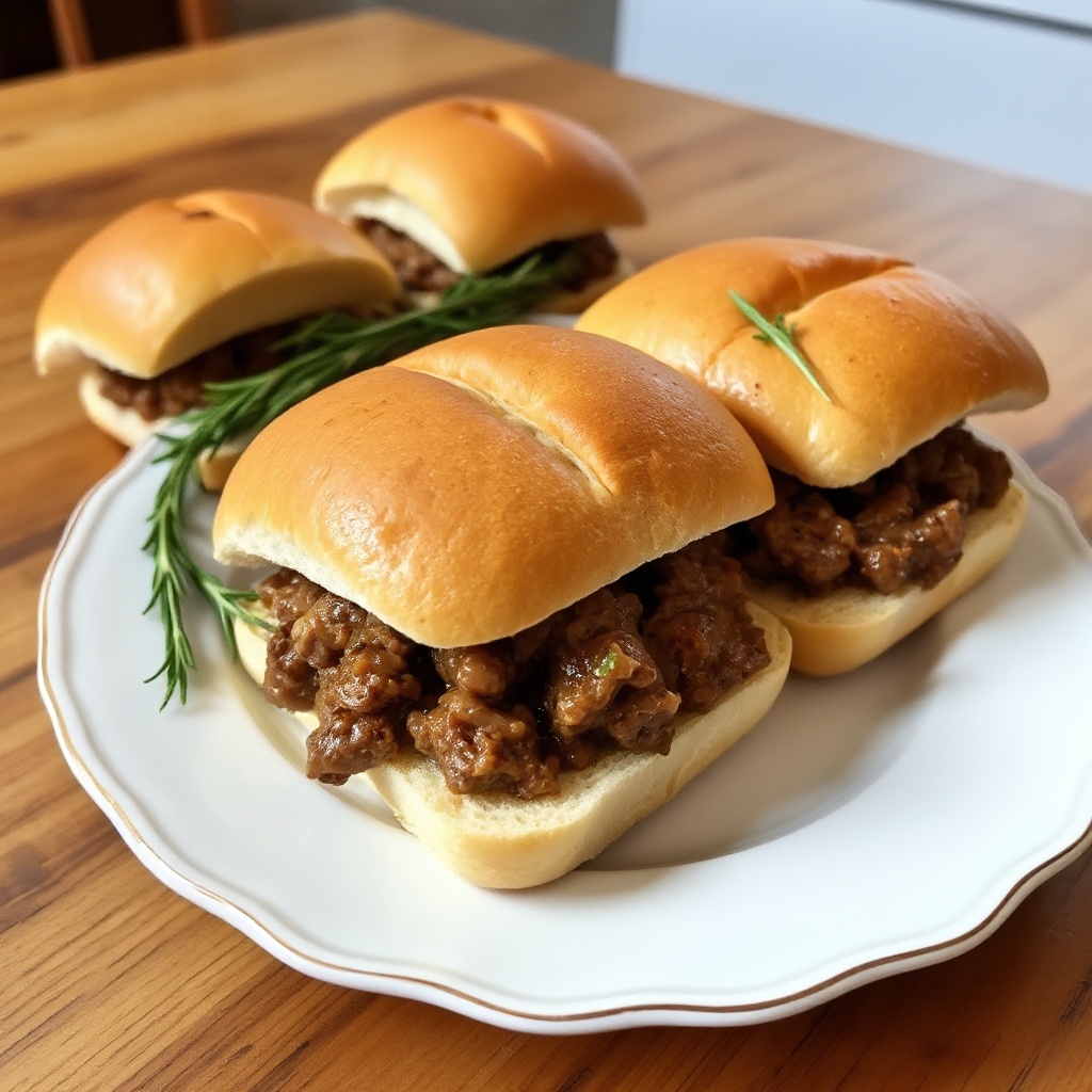 Herzhafte Kräuter-Rindfleisch-Dip-Sandwiches