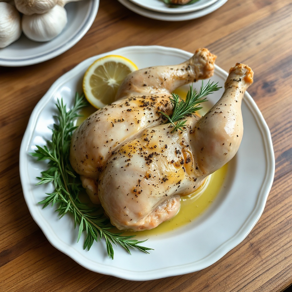 Kräuter-infused Brathähnchen mit Zitrone und Knoblauch