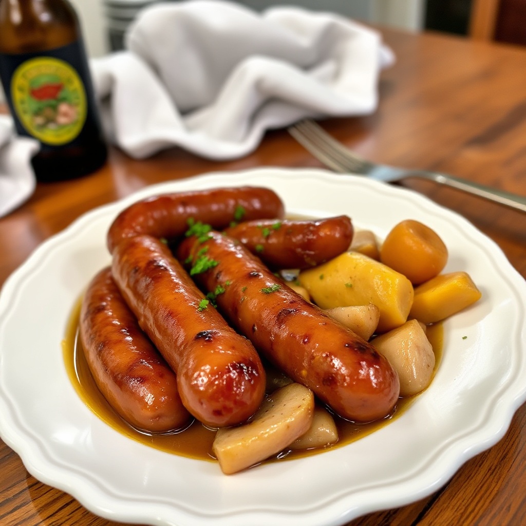 Herzhafte Bier-Glasierte Würstchen