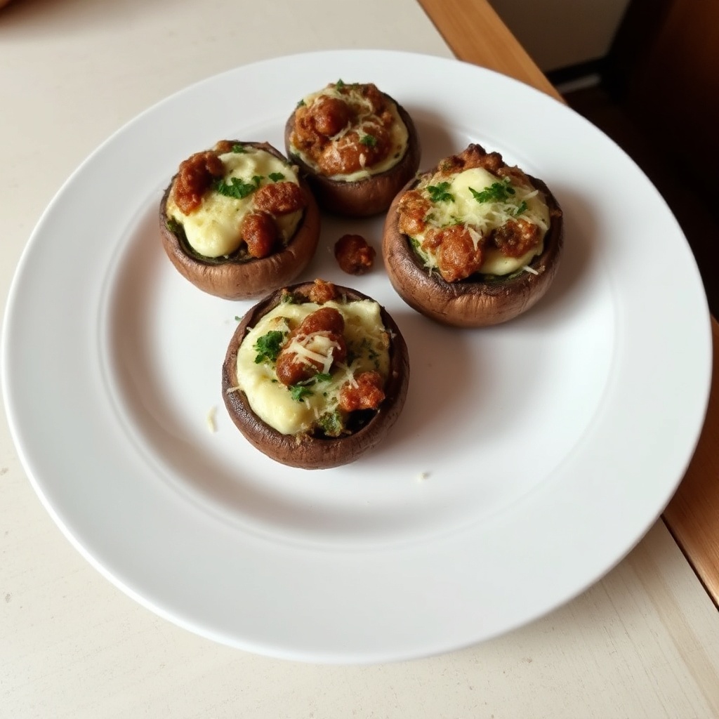 Herzhafte gefüllte Champignonköpfe