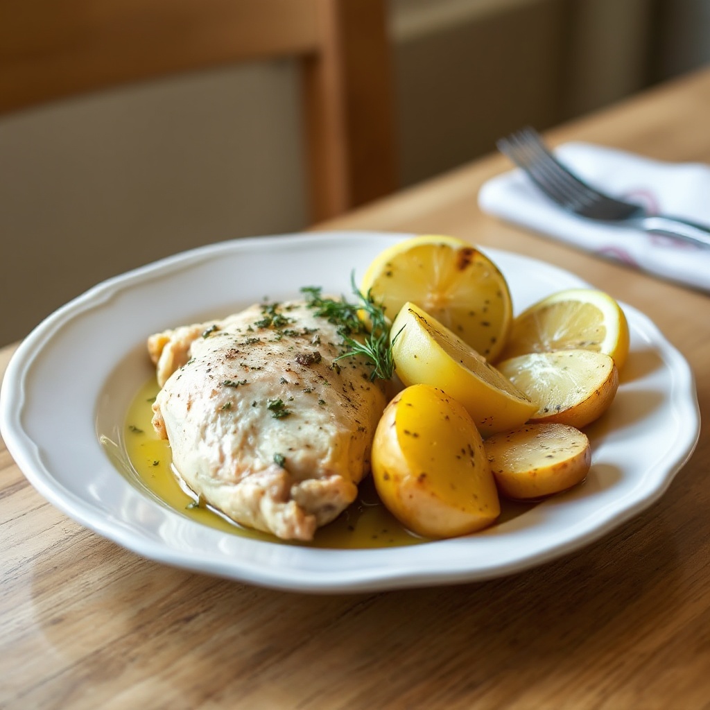 Griechisches Zitronen-Kräuter-Hühnchen mit gerösteten Kartoffeln