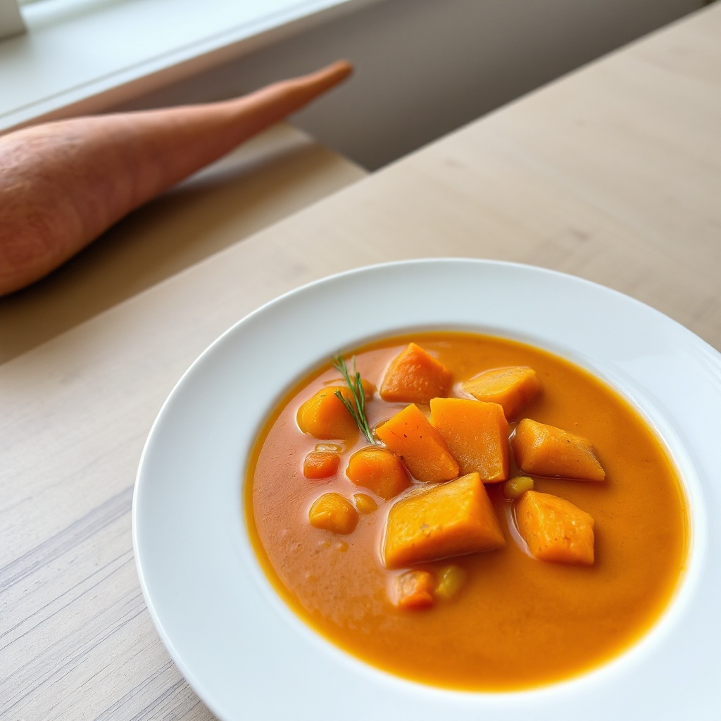 Gewürzte Süßkartoffel- und Karottensuppe