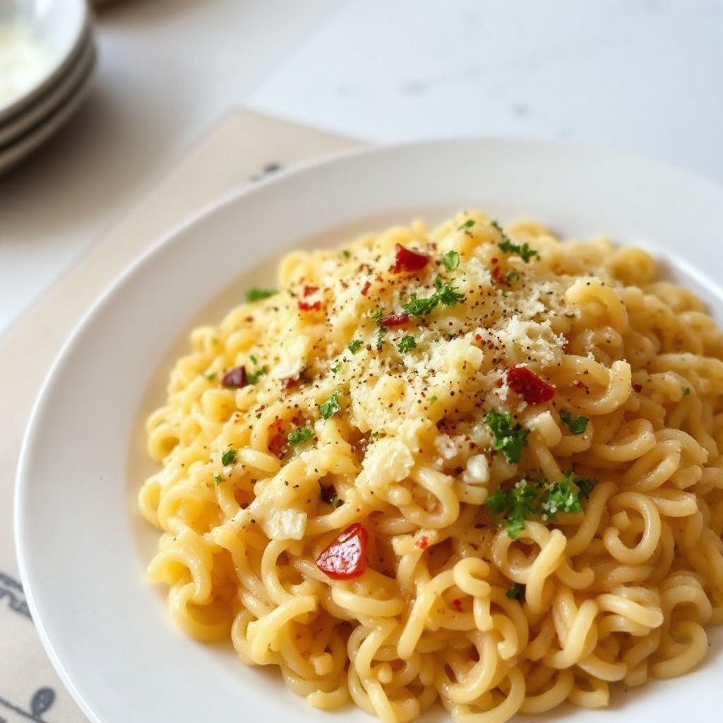 Orzo all'Aglio e Parmigiano con un Tocco Cremoso