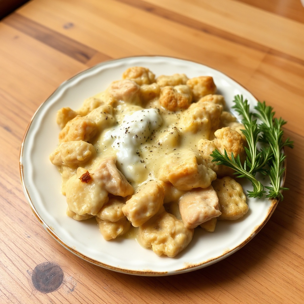 Herzhafter Hähnchenauflauf mit Crackerkruste