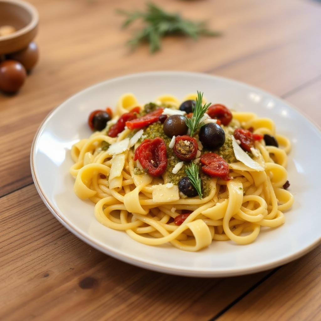 Pasta with Sun-Dried Tomato and Olive Medley
