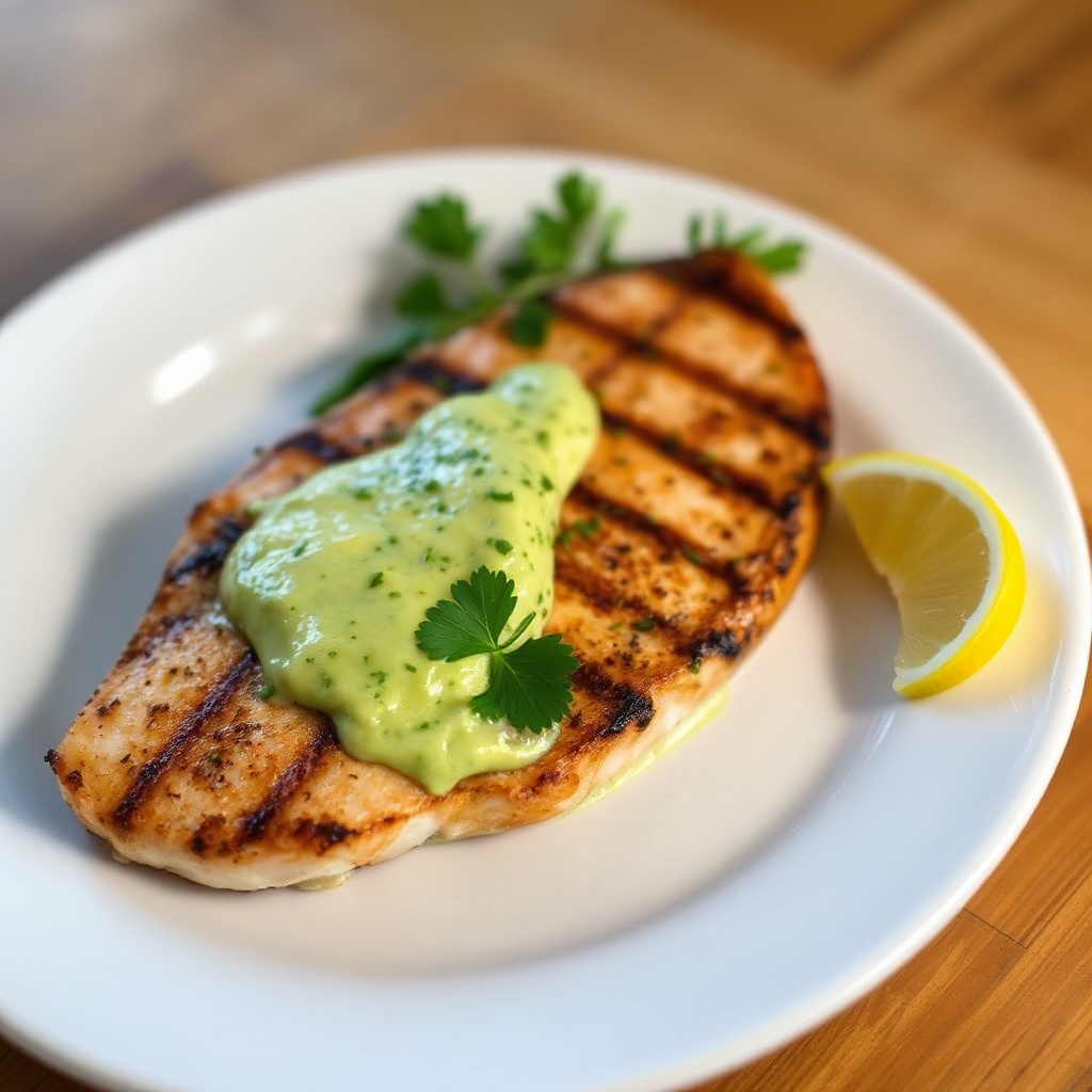 Gegrillter Zitrus-Soja-Schwertfisch mit cremiger Avocado-Butter