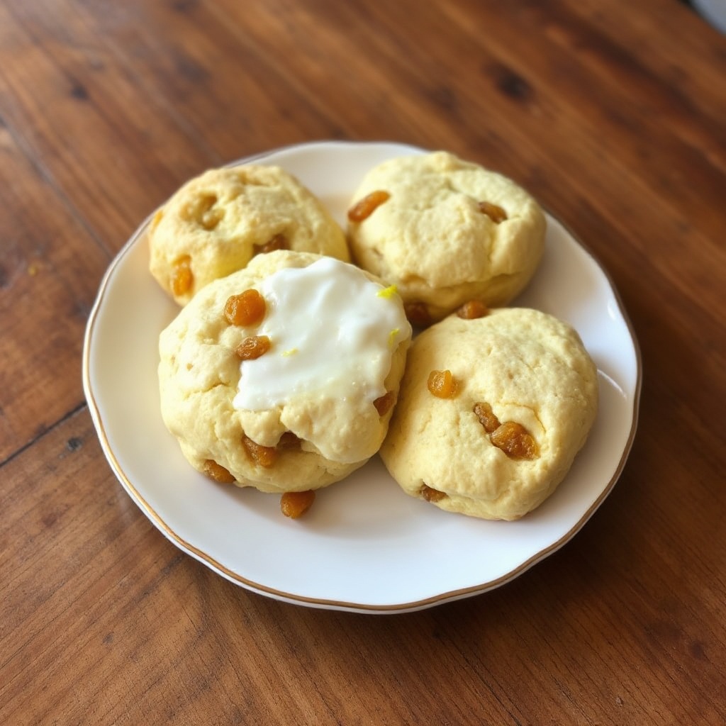 Goldene Rosinen-Scones mit Sahne