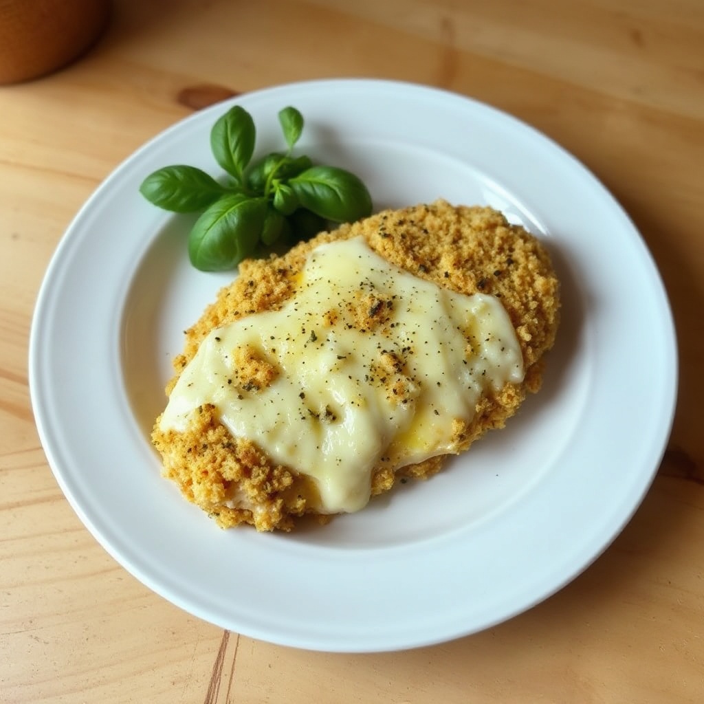 Käsegebackenes Hähnchen mit Kräuterkruste
