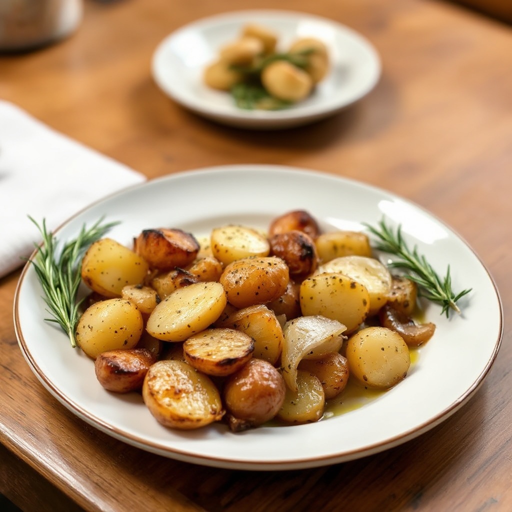 Patate e Cipolle Arrosto Aromatizzate alle Erbe