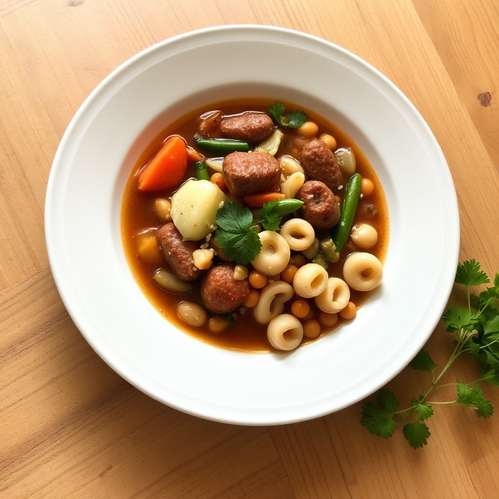 Herzhafter italienischer Gemüsesuppe mit Wurst