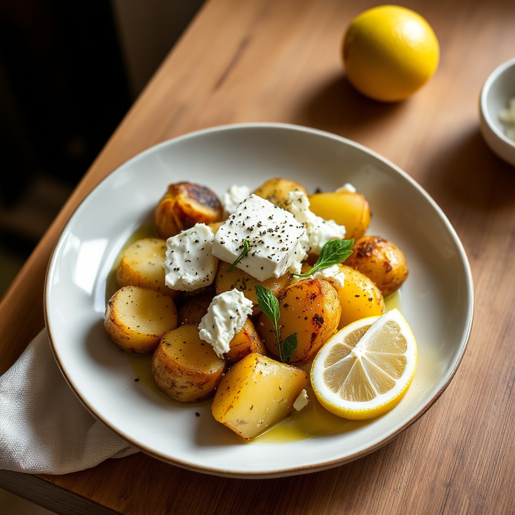 Patate al Forno con Limone, Erbe e Feta