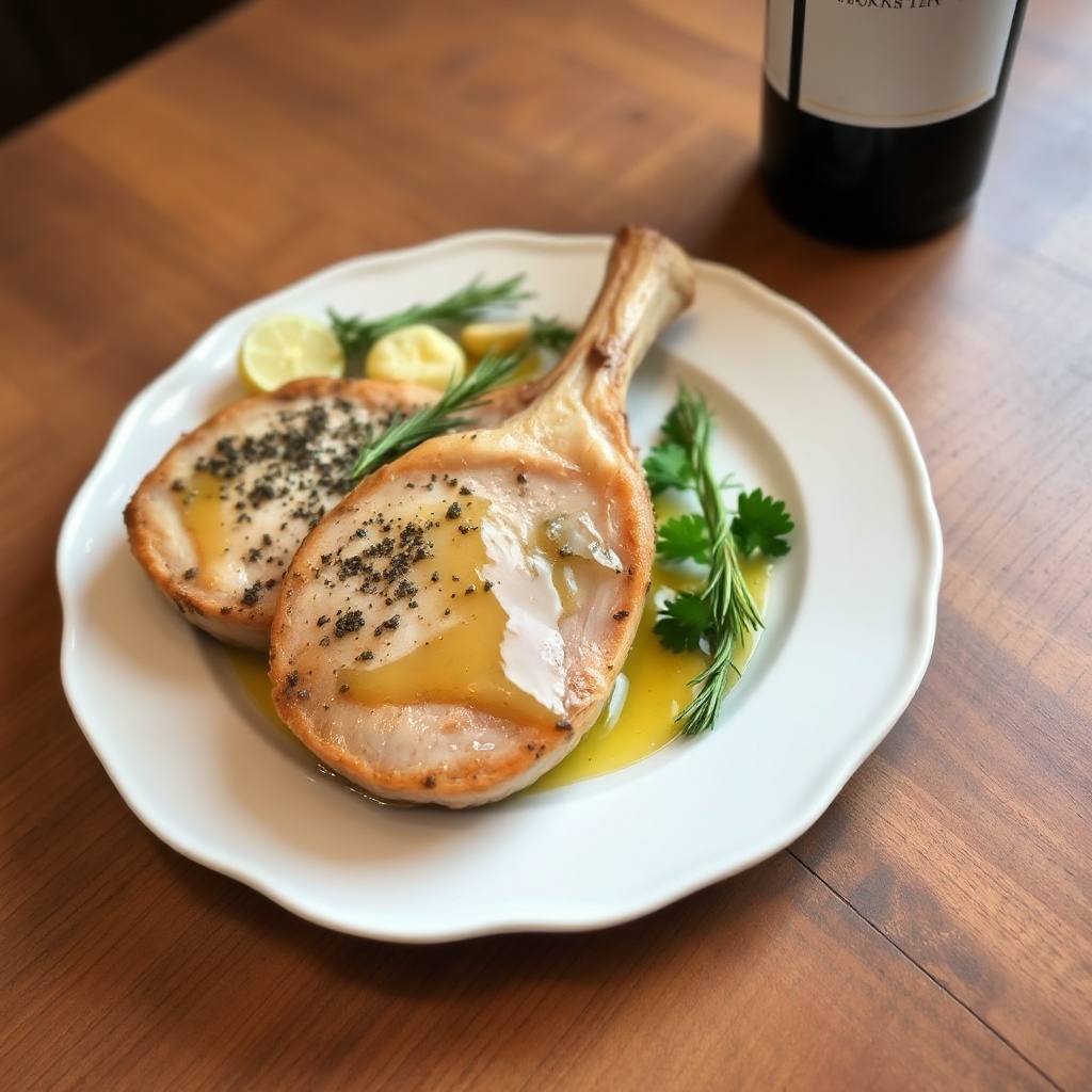 Kräuter-Schweinekoteletts mit Weißweinreduktion